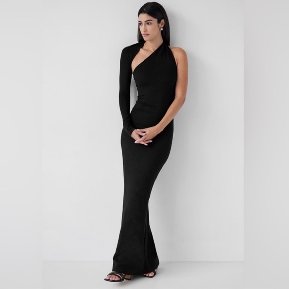 Marcella NYC Manhattan Dress Gown One Shoulder Maxi Ponte Fabric Size Small - Picture 10 of 17